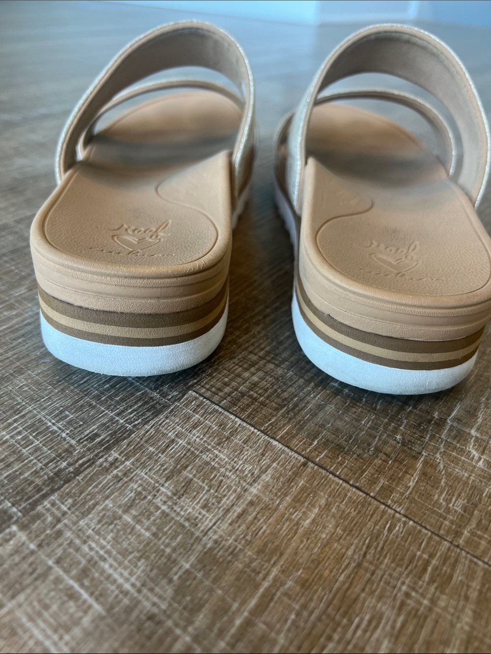Reef Banded Horizon Hi Open Toe Slide Sandal in Champagne size 11 - Picture 7 of 10